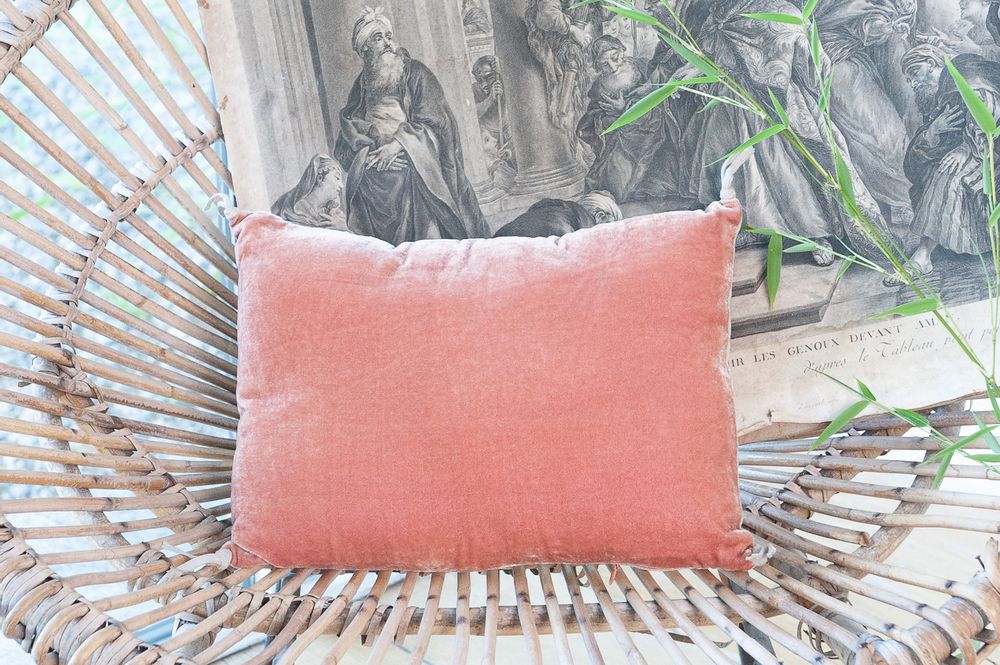 Coussins textile - FORTUNA 2 housses de Coussins en velours de soie et lin 25x35 cm - EN FIL D'INDIENNE...