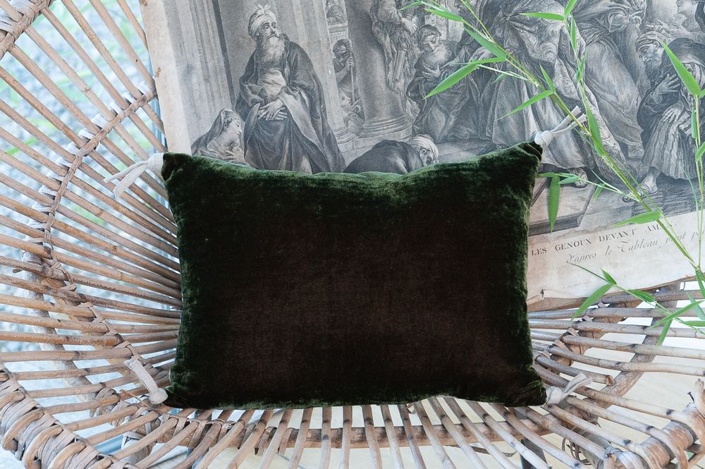 Coussins textile - FORTUNA 2 housses de Coussins en velours de soie et lin 25x35 cm - EN FIL D'INDIENNE...