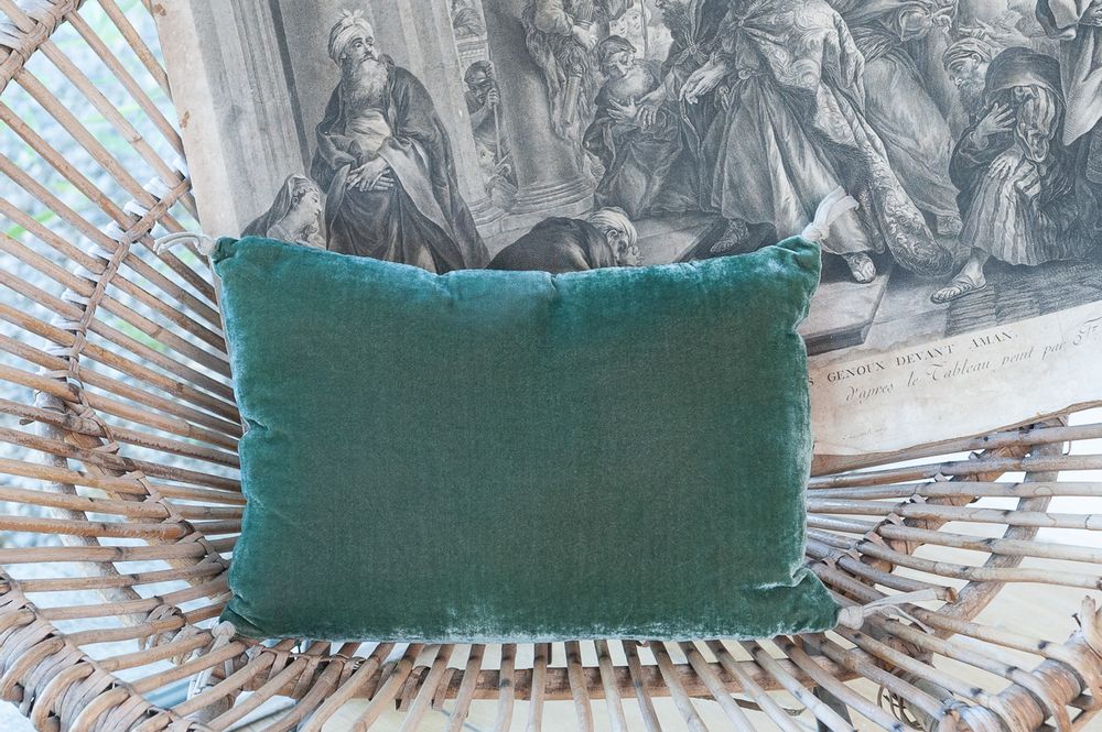 Coussins textile - FORTUNA 2 housses de Coussins en velours de soie et lin 25x35 cm - EN FIL D'INDIENNE...