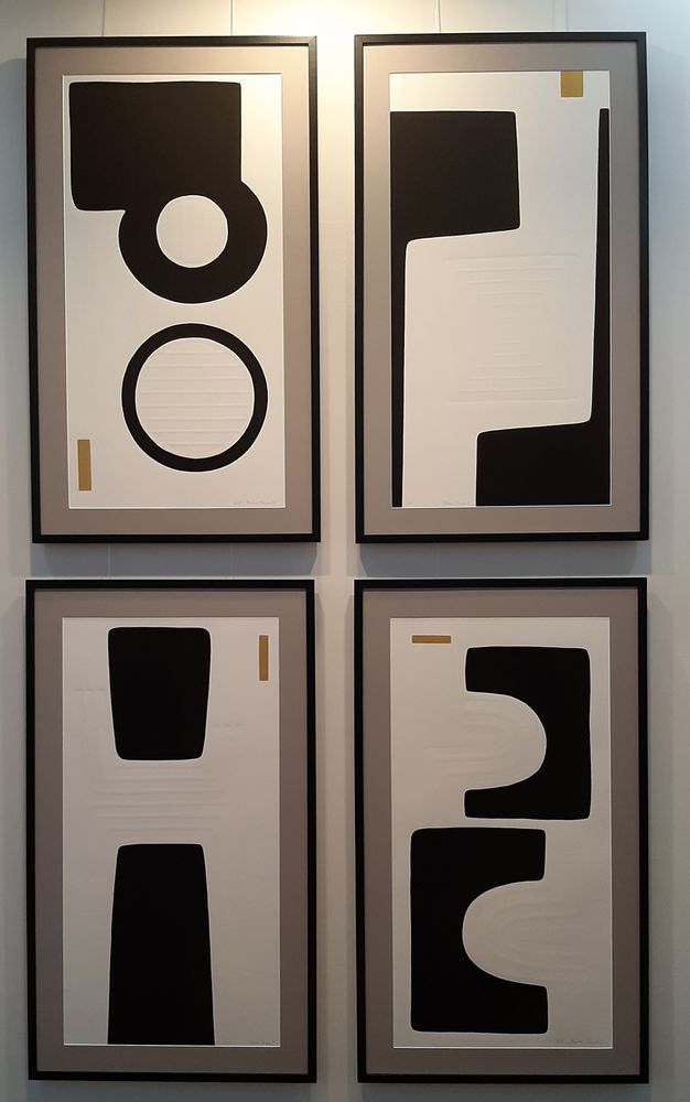 Cadres - Gravures et gaufrage 65 cm x 115 cm noir, - FOUCHER-POIGNANT