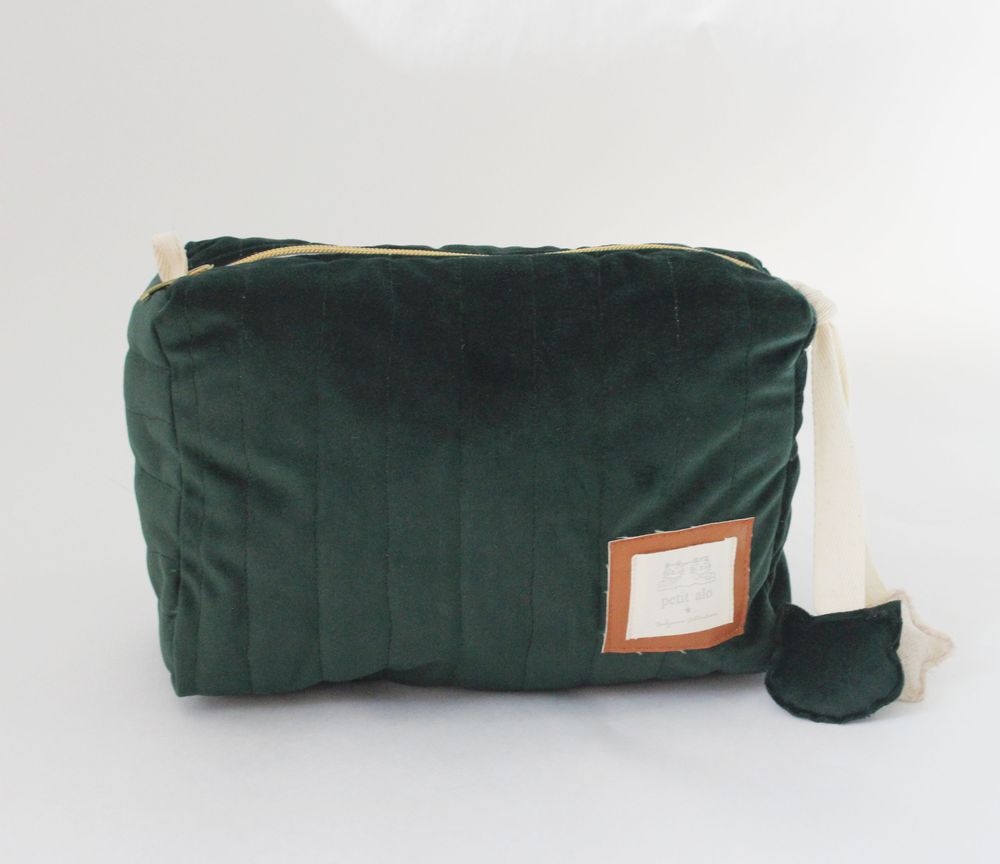 Sacs et cabas - GREEN VELVET TOILETRY BAG - PETIT ALO