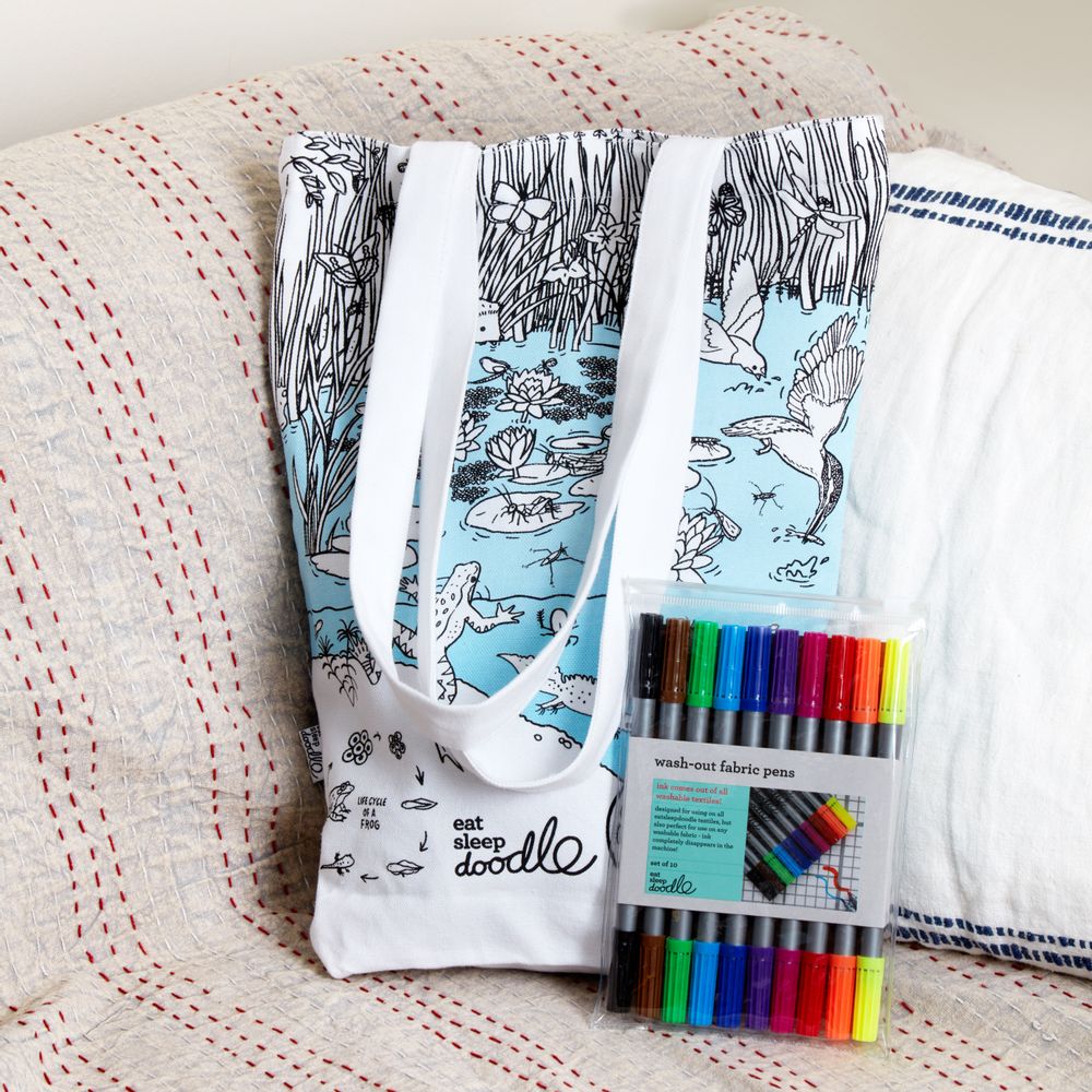 Bags and backpacks - colour & carry pond life tote bag - EATSLEEPDOODLE