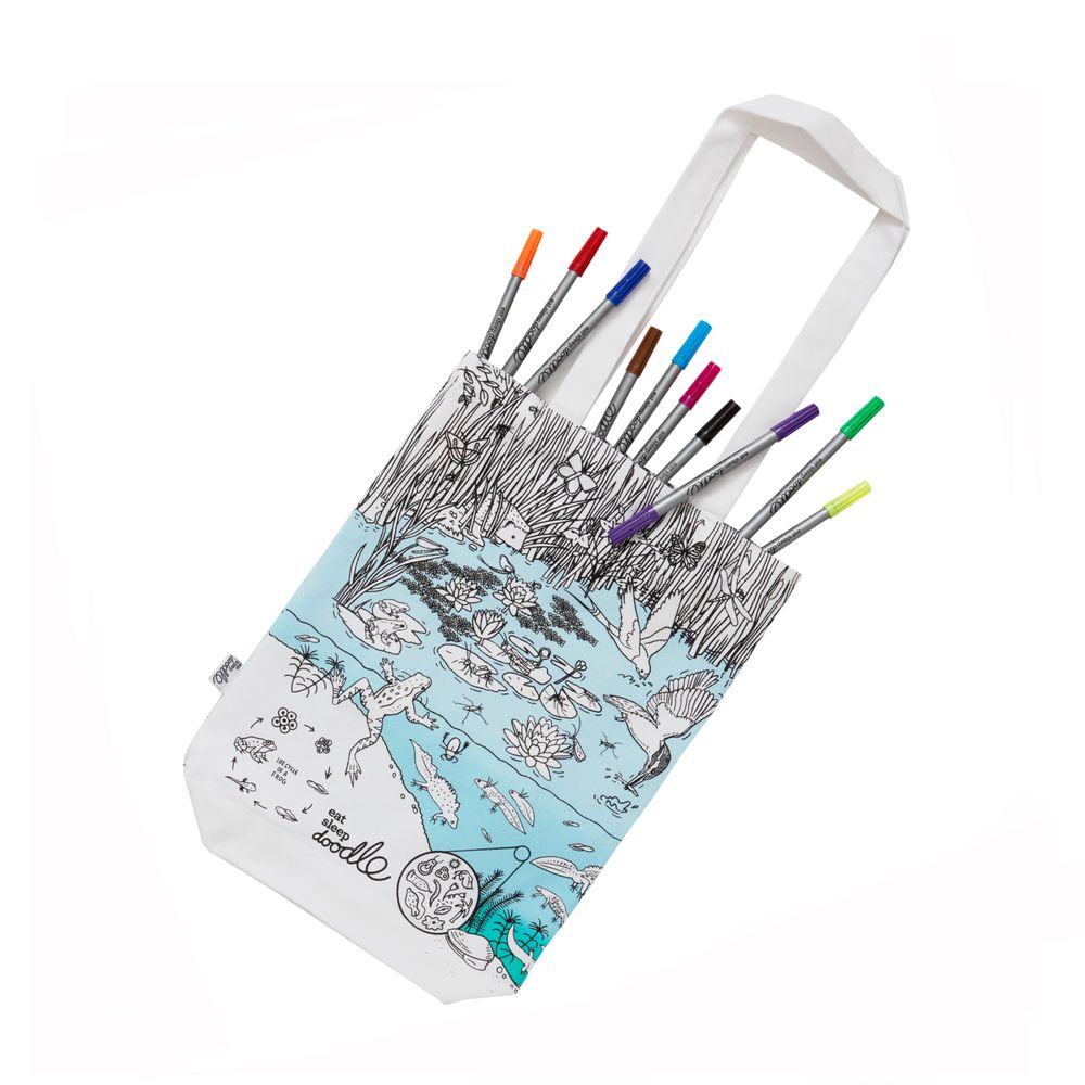 Bags and backpacks - colour & carry pond life tote bag - EATSLEEPDOODLE