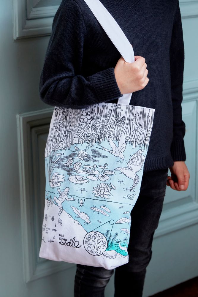 Bags and backpacks - colour & carry pond life tote bag - EATSLEEPDOODLE