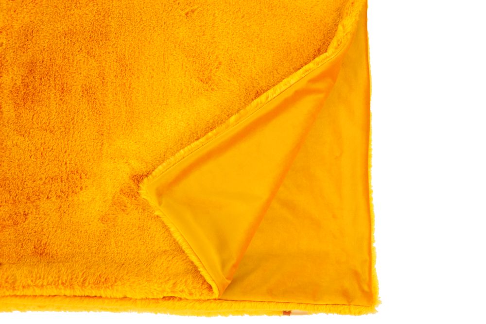 Plaids - MUSTARD-COLORED HAIR PLAID BLANKET - PETIT ALO