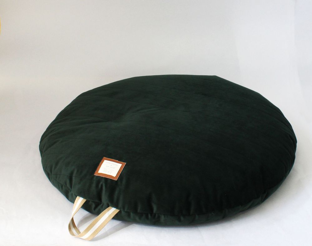 Rugs - CIRCULAR FLOOR CUSHION VELVET GREEN - PETIT ALO