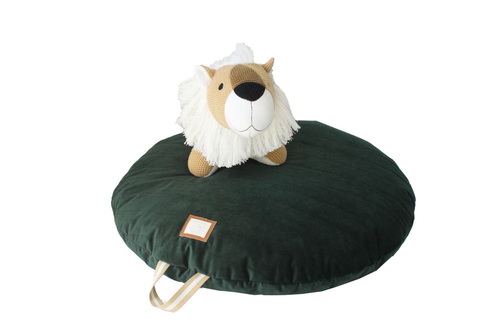 Rugs - CIRCULAR FLOOR CUSHION VELVET GREEN - PETIT ALO