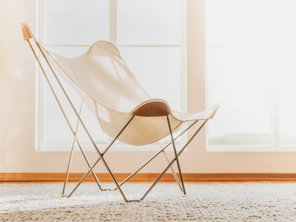 Objets design - Canvas Mariposa en toile (fauteuil en chanvre) - Structure Chrome - CUERO