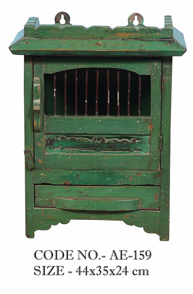 Etagères - meuble indien en teck patine verte - LES TAMBOURS DE BRONZE