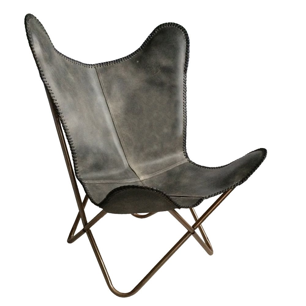 Chairs - Leather butterfly chair, rattan lounge chair - MALAGOON