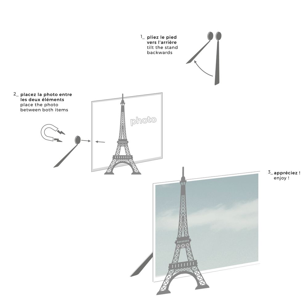 Stationery - Magnetic stainless steel photo stand - Eiffel Tower - TOUT SIMPLEMENT,