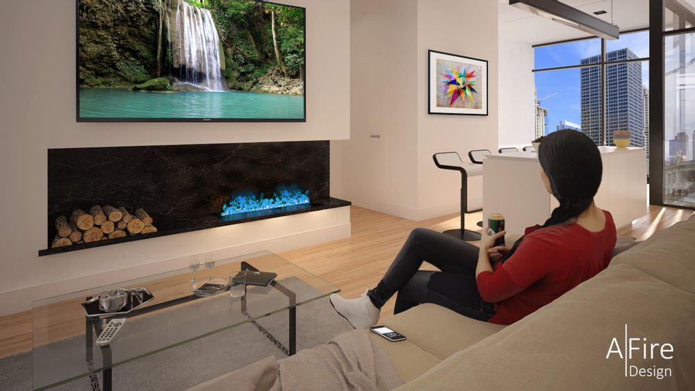 Chambres d'hôtels - 100 cm Cheminée à vapeur d'eau - Insert électrique 3D PREMIUM AFIRE Cheminées Décoration Design - AFIRE