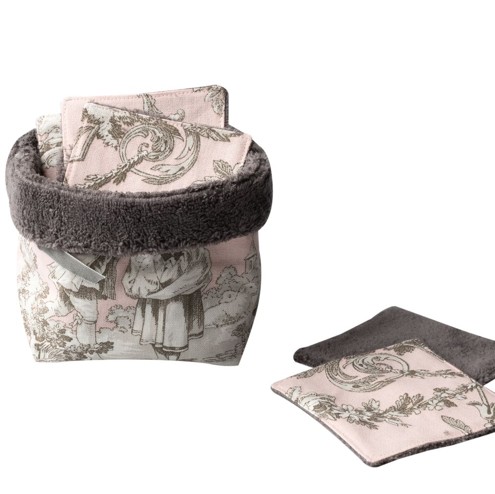 Bath towels - Storage basket with Zero Waste Reusable cleansing pads and a mesh bag - ATELIER CATHERINE MASSON