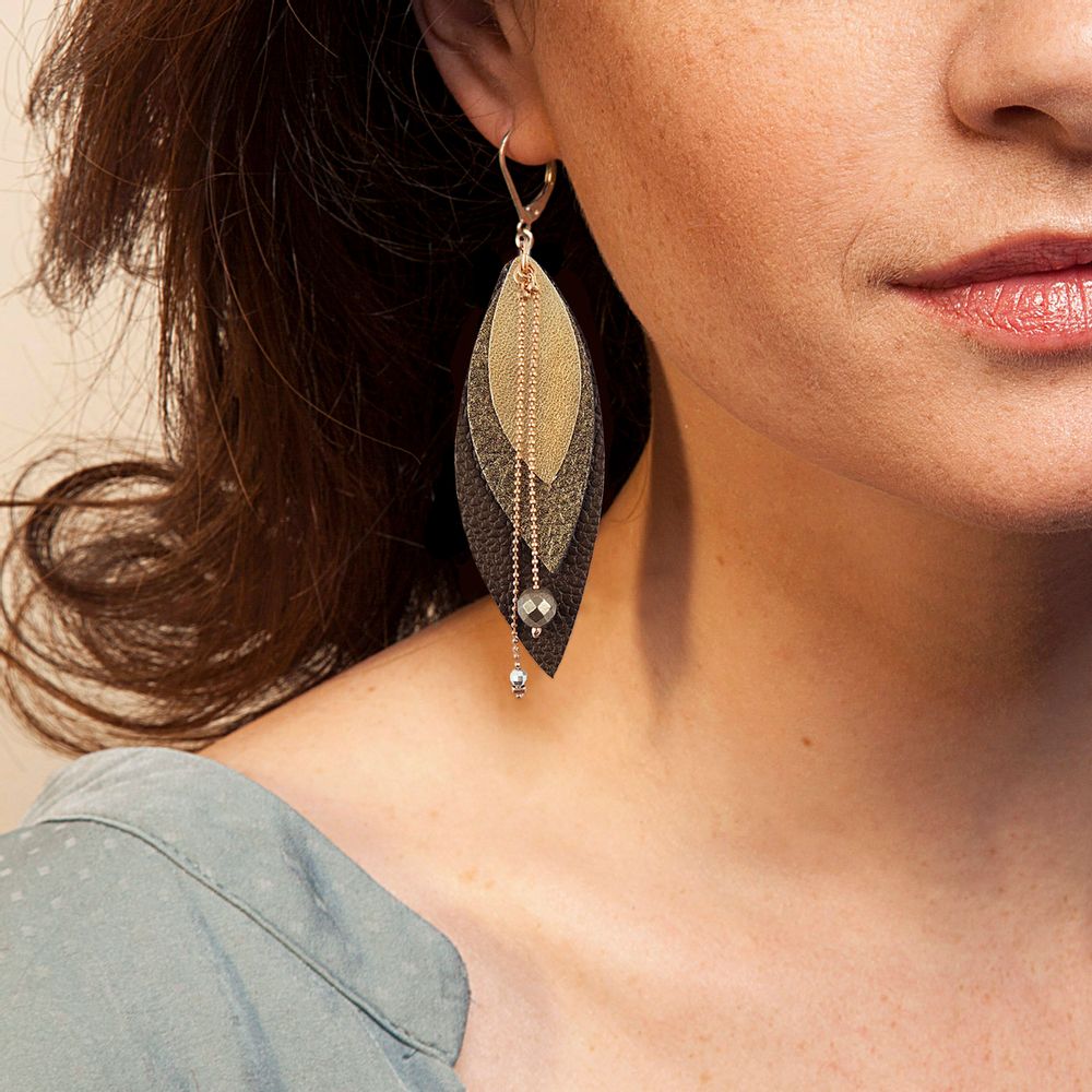 Jewelry - POP earrings in leather and fine stones - NI UNE NI DEUX BIJOUX