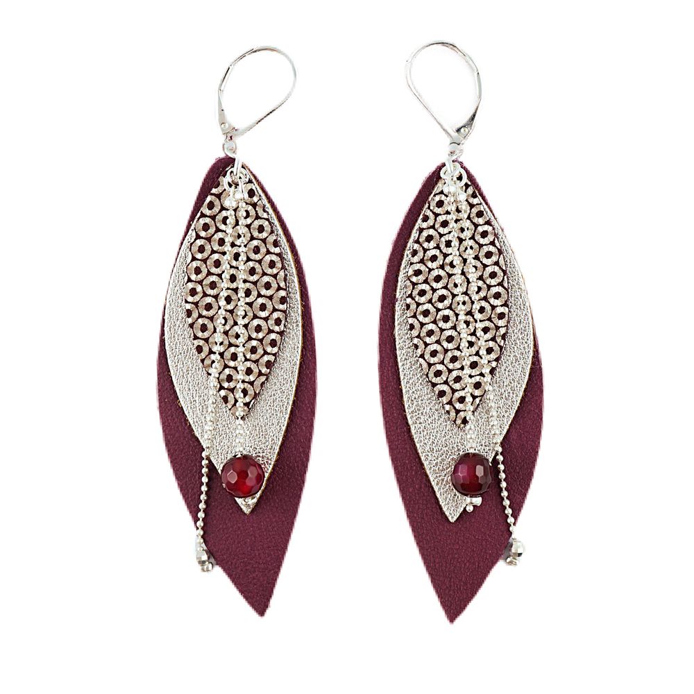 Jewelry - POP earrings in leather and fine stones - NI UNE NI DEUX BIJOUX