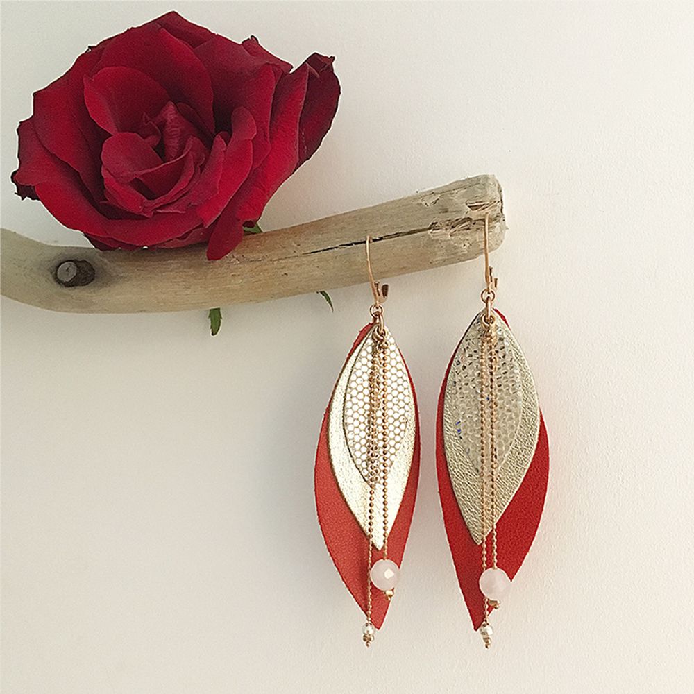 Jewelry - POP earrings in leather and fine stones - NI UNE NI DEUX BIJOUX