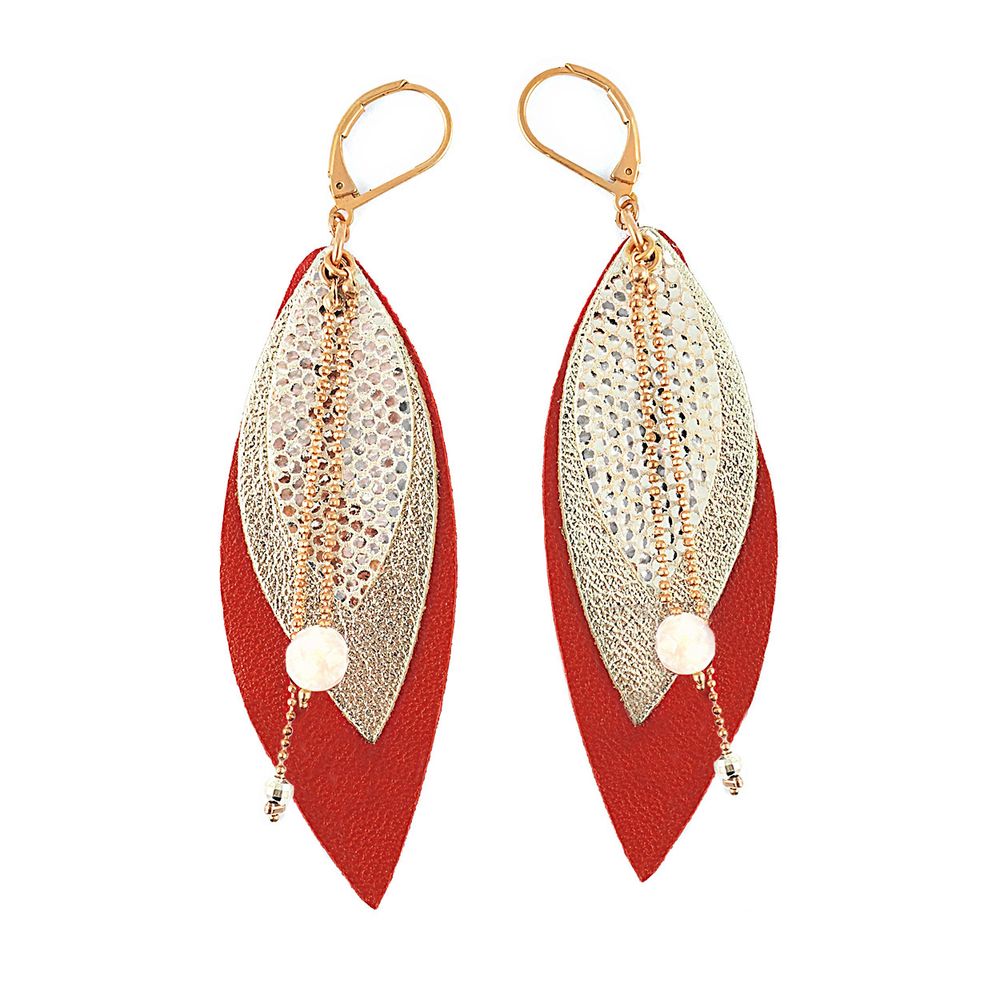 Jewelry - POP earrings in leather and fine stones - NI UNE NI DEUX BIJOUX