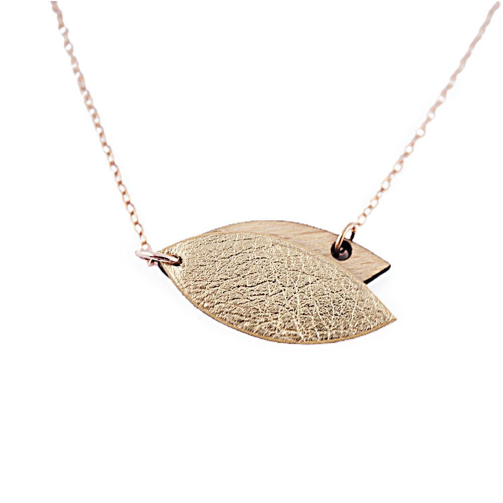 Jewelry - PETALE necklace in wood and leather gilded with fine gold - NI UNE NI DEUX BIJOUX