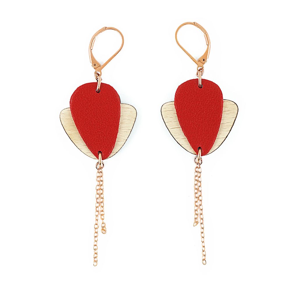 Jewelry - MAGNOLIA wooden and leather pendants - NI UNE NI DEUX BIJOUX