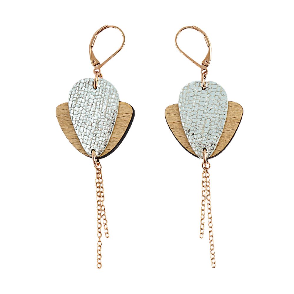 Jewelry - MAGNOLIA wooden and leather pendants - NI UNE NI DEUX BIJOUX
