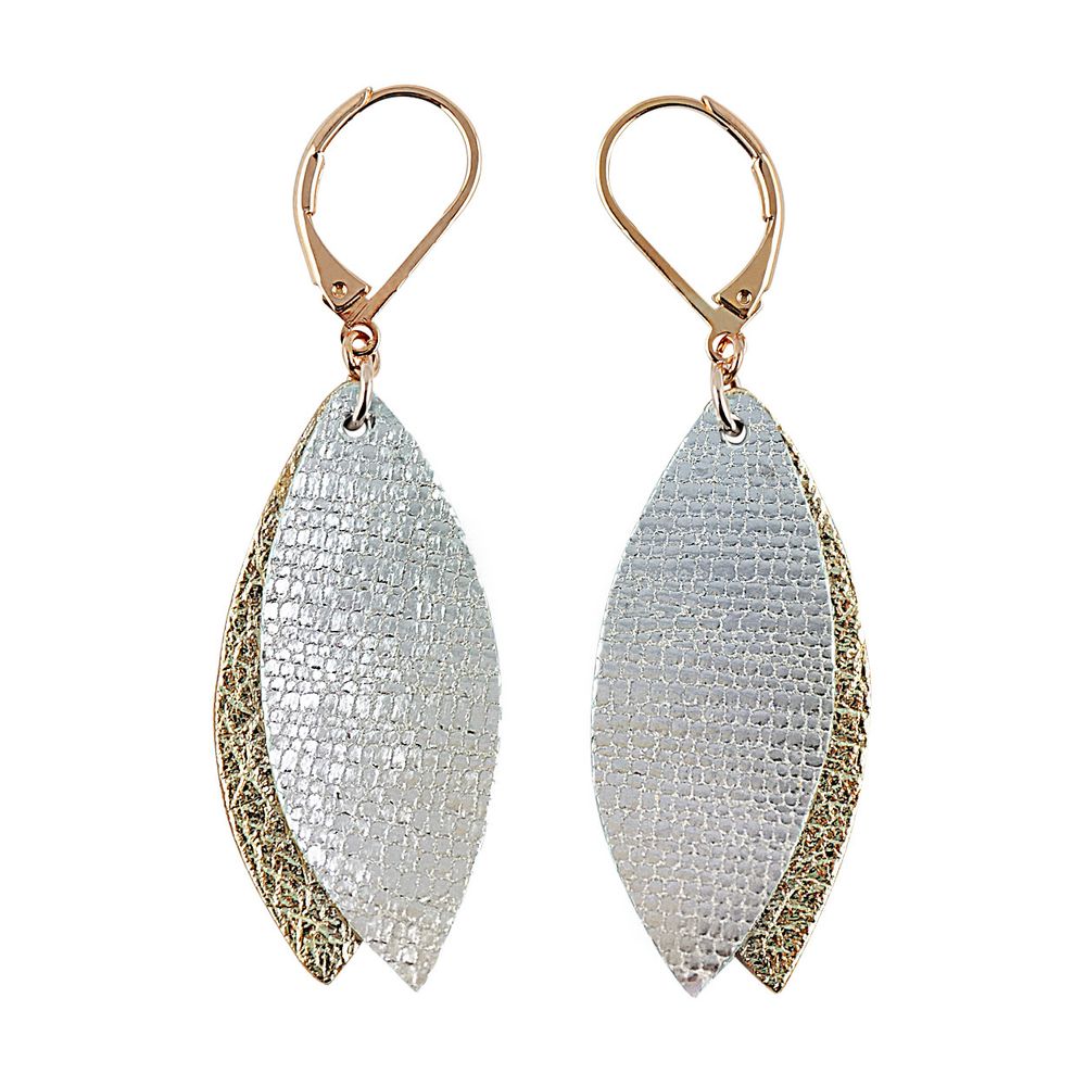 Bijoux - Boucles d'oreilles Pétale en cuir - NI UNE NI DEUX BIJOUX