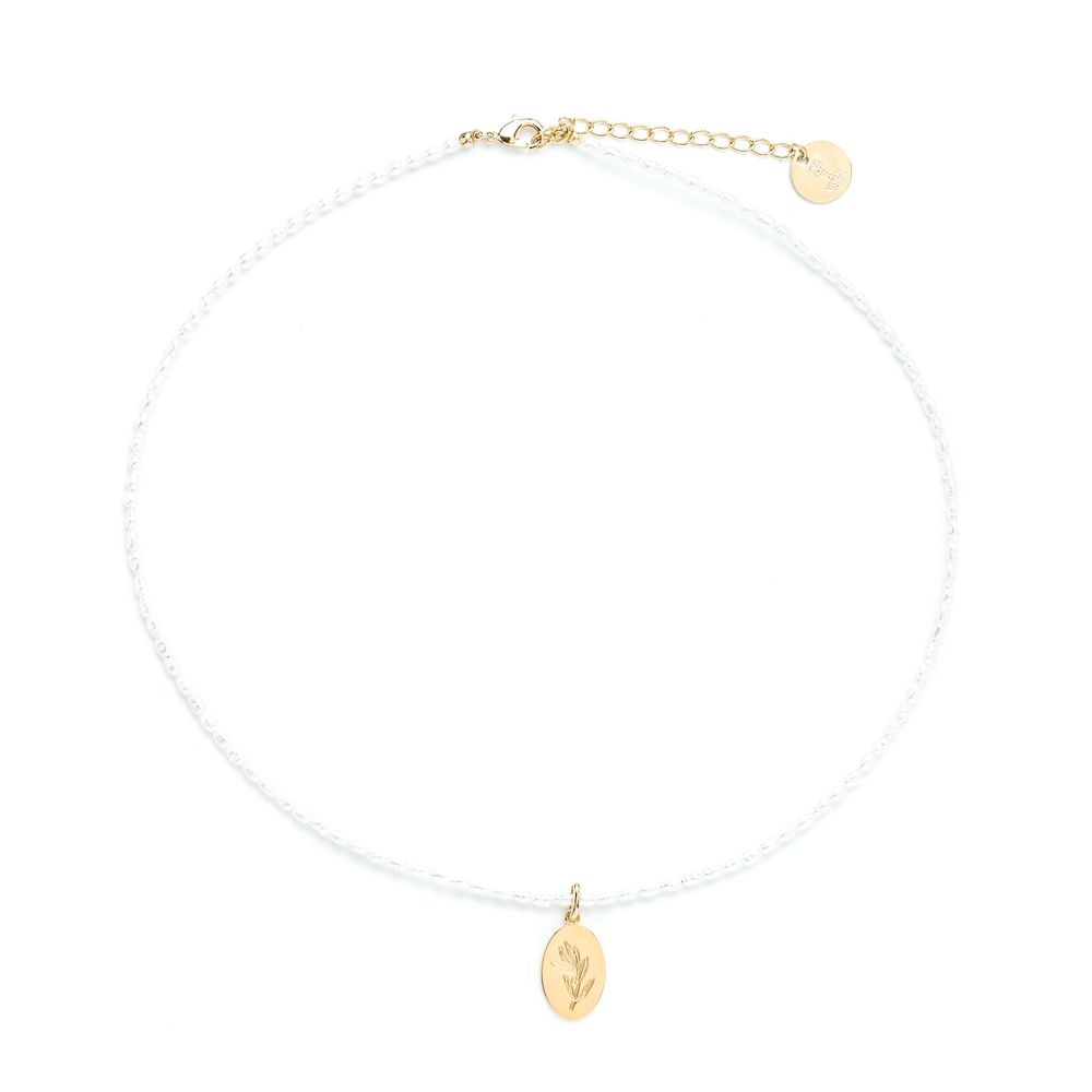 Bijoux - Collier herbier de Provence perles de culture - JOUR DE MISTRAL