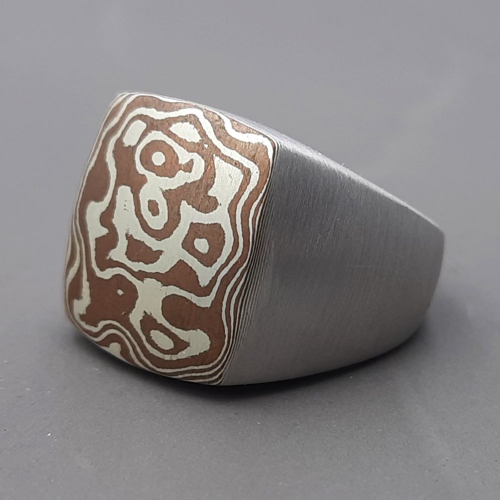 Bijoux - Bague Mokume Gane, Argent et Cuivre, Elément Eau. - PONK SMITHI