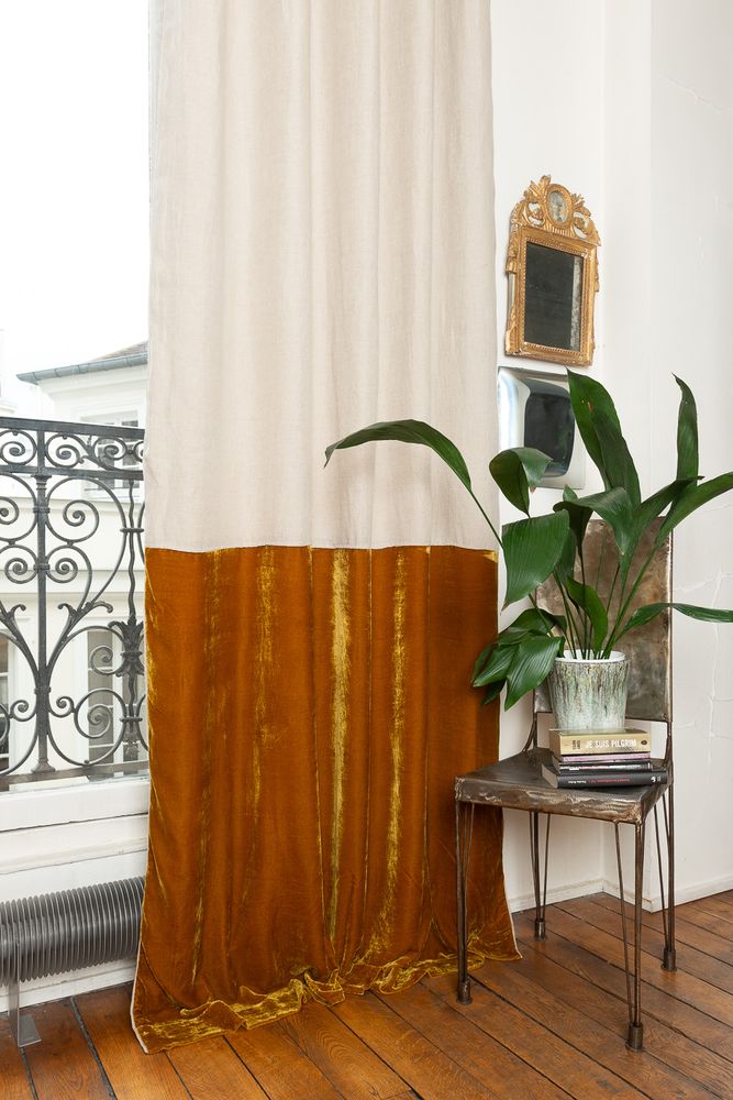 Curtains and window coverings - FORTUNA DUO Silk Velvet and Linen Curtain 140x300 cm - EN FIL D'INDIENNE...