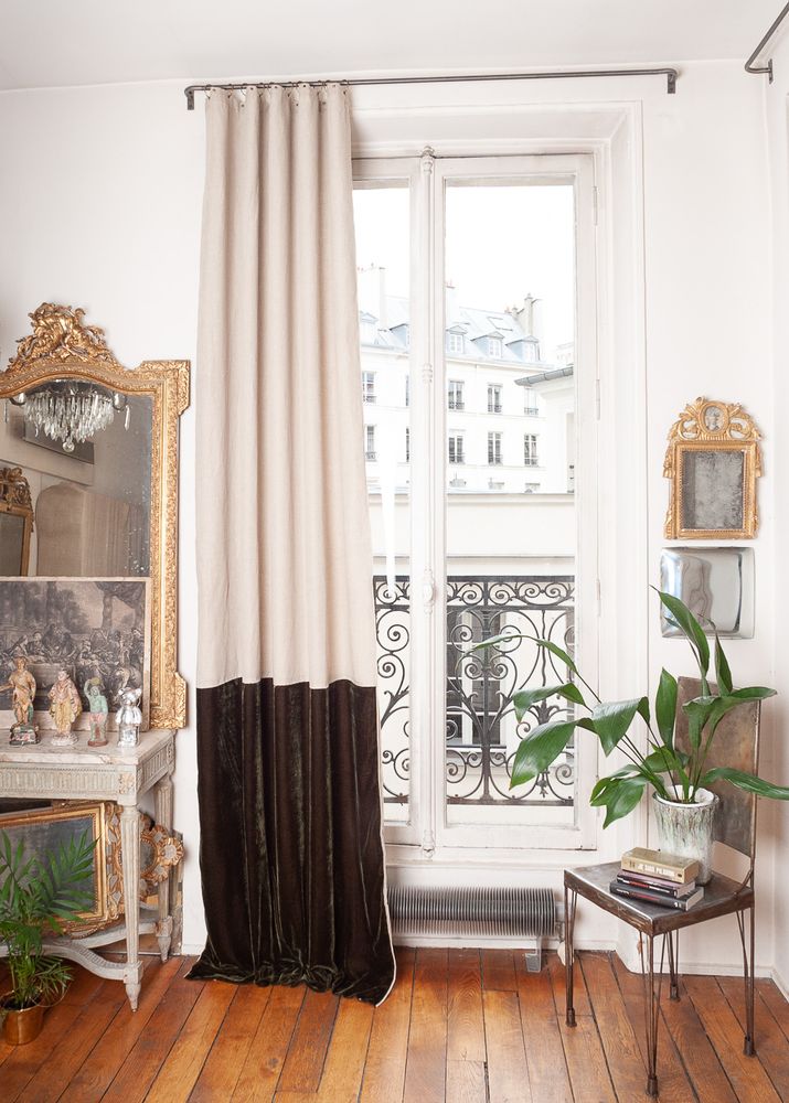 Curtains and window coverings - FORTUNA DUO Silk Velvet and Linen Curtain 140x300 cm - EN FIL D'INDIENNE...
