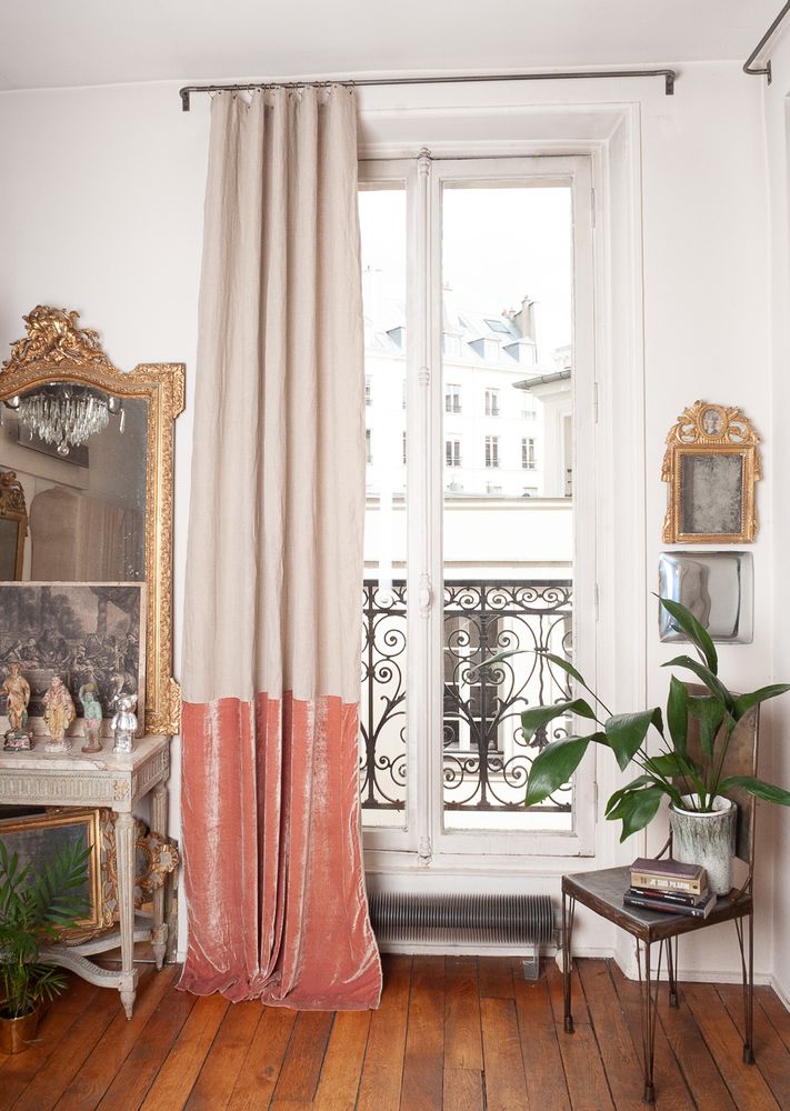 Curtains and window coverings - FORTUNA DUO Silk Velvet and Linen Curtain 140x300 cm - EN FIL D'INDIENNE...