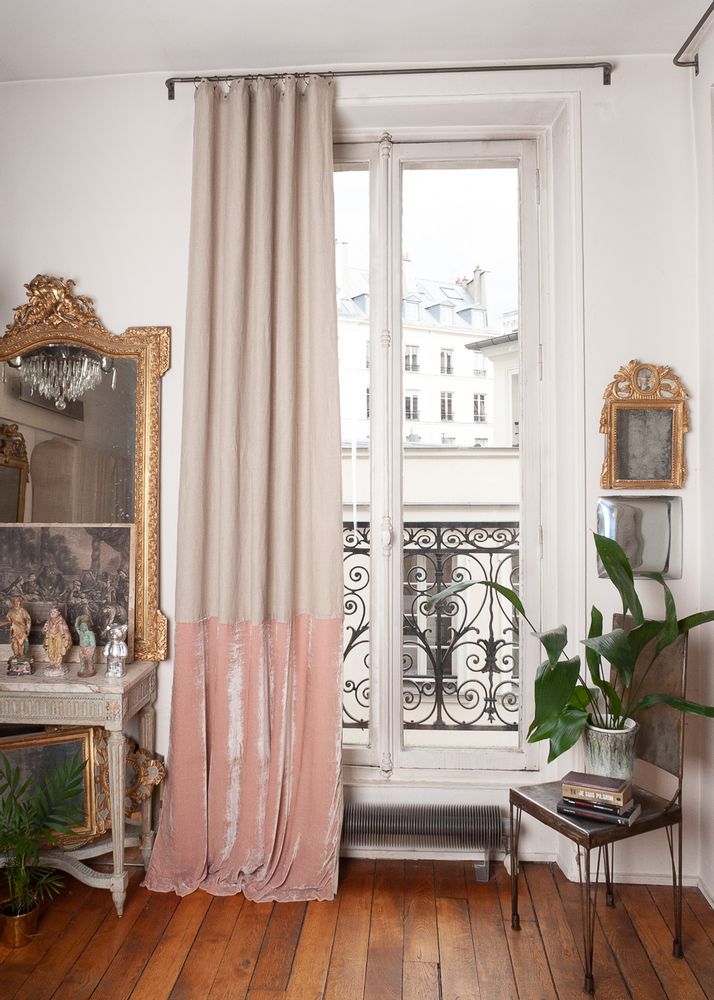 Curtains and window coverings - FORTUNA DUO Silk Velvet and Linen Curtain 140x300 cm - EN FIL D'INDIENNE...