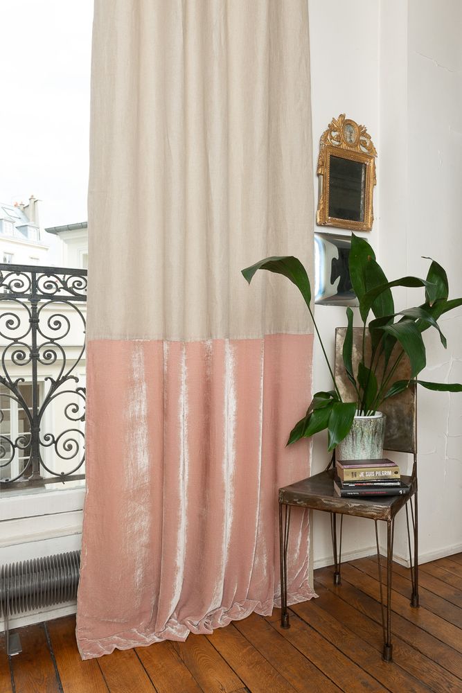 Curtains and window coverings - FORTUNA DUO Silk Velvet and Linen Curtain 140x300 cm - EN FIL D'INDIENNE...