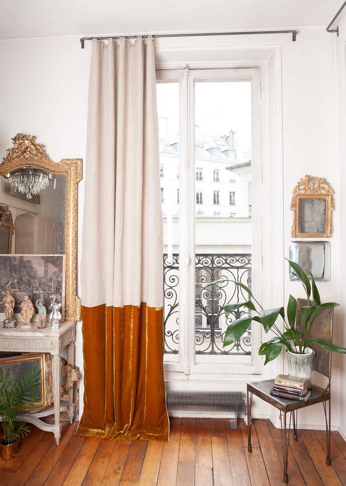 Curtains and window coverings - FORTUNA DUO Silk Velvet and Linen Curtain 140x300 cm - EN FIL D'INDIENNE...
