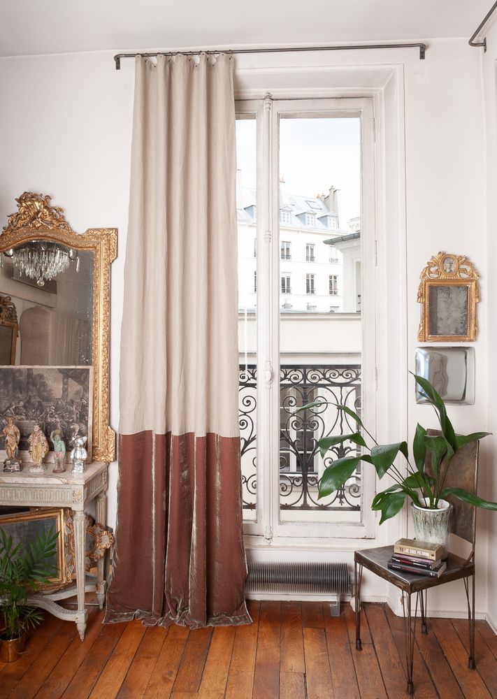 Curtains and window coverings - FORTUNA DUO Silk Velvet and Linen Curtain 140x300 cm - EN FIL D'INDIENNE...