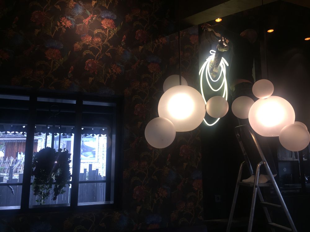 Tableaux - oeuvre lumineuse en verre néon "Dame Chamois" - CAROLINE BAUP