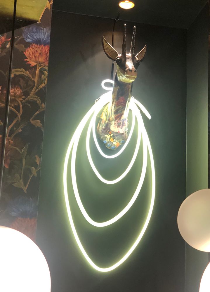 Tableaux - oeuvre lumineuse en verre néon "Dame Chamois" - CAROLINE BAUP