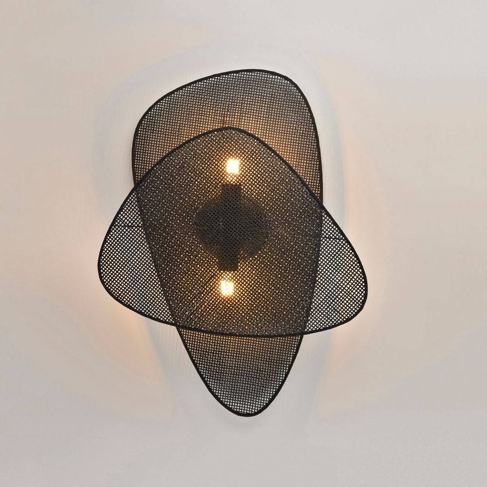 Wall lamps - 2-light SCREEN black Canework wall light - MARKET SET