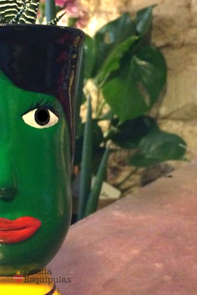 Pottery - Green Giant Head - TIENDA ESQUIPULAS