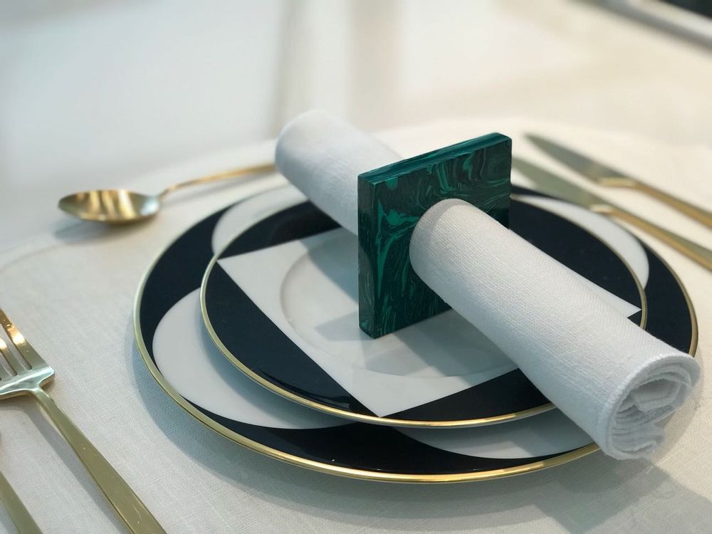 Decorative objects - Malachite Napkin Ring Set by Marcela Cure - MARCELA CURE