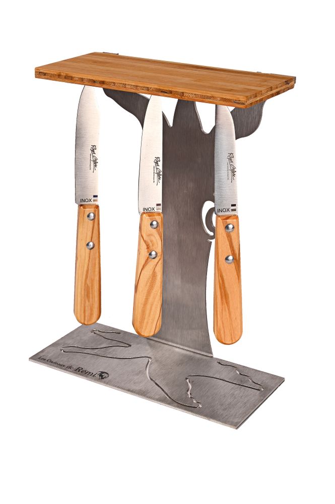 Knives - MAGNETIC BAMBOO STAND +3 DESK KNIVES - ROGER ORFÈVRE