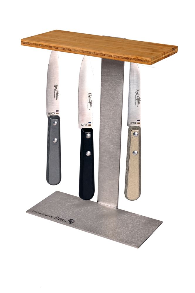 Knives - MAGNETIC BAMBOO STAND +3 DESK KNIVES - ROGER ORFÈVRE