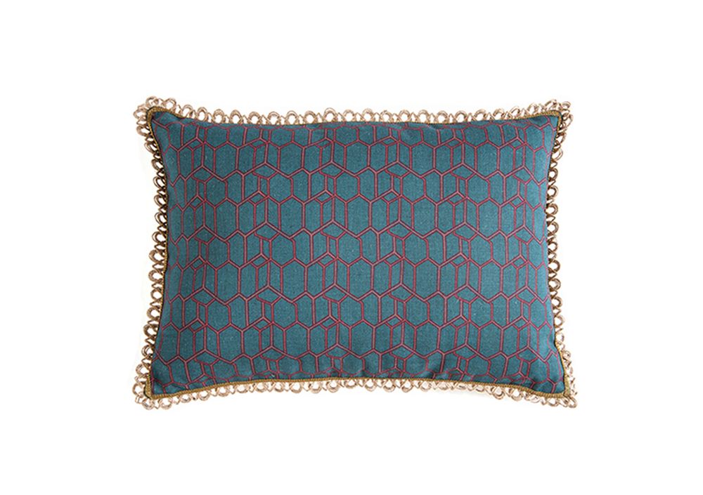 Cushions - Bee Teal green rectangular cushion cover - TRACES OF ME
