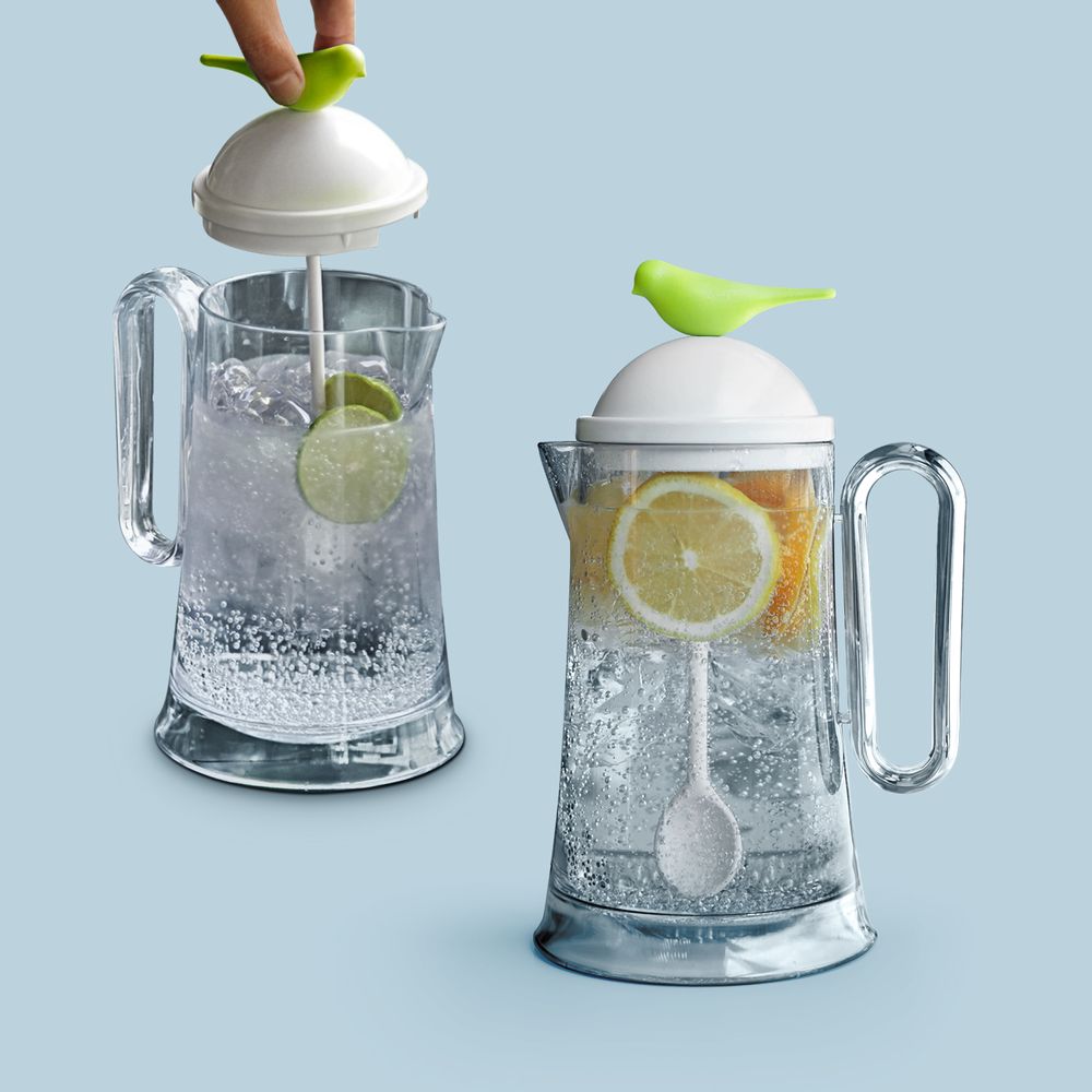 Office sets - Sparrow Jug & Spoon + Stirrer - Kitchenware : Party Drinking glass Coaster Canister Jar Tea and Coffee 100% recyclable. - QUALY DESIGN OFFICIAL