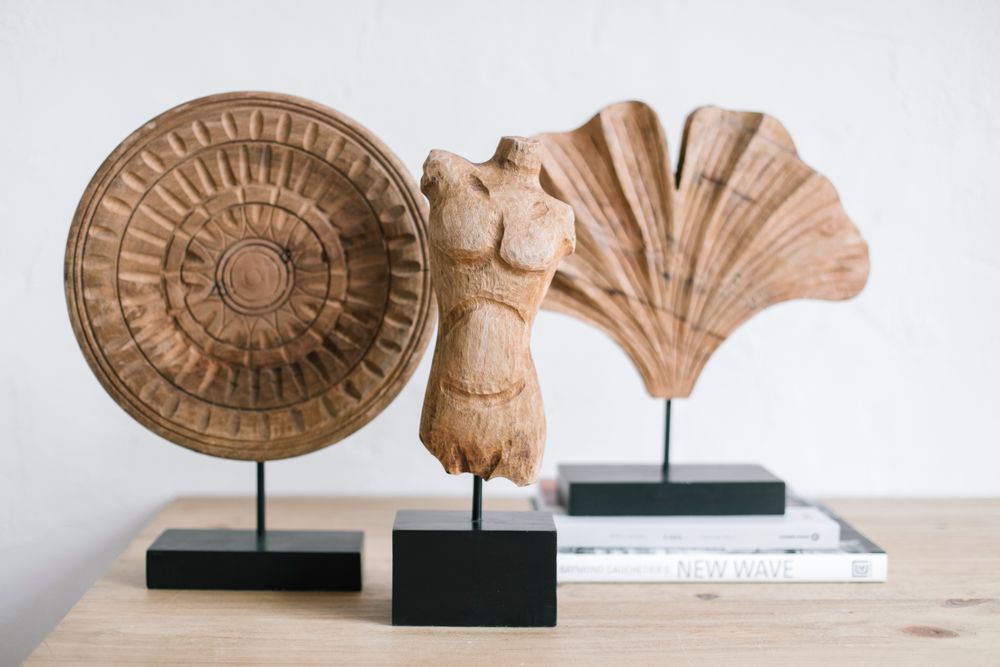 Sculptures, statuettes and miniatures - Mango Wood Mushroom Statue AX70210 - ANDREA HOUSE
