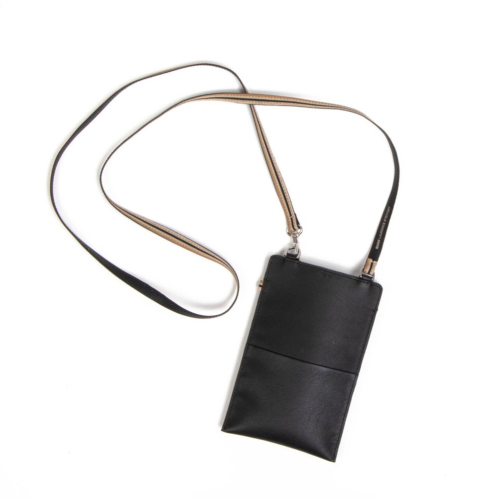 Petite maroquinerie - Phone Black - Pochette en cuir pour téléphone avec cordon amovible - MLS-MARIELAURENCESTEVIGNY