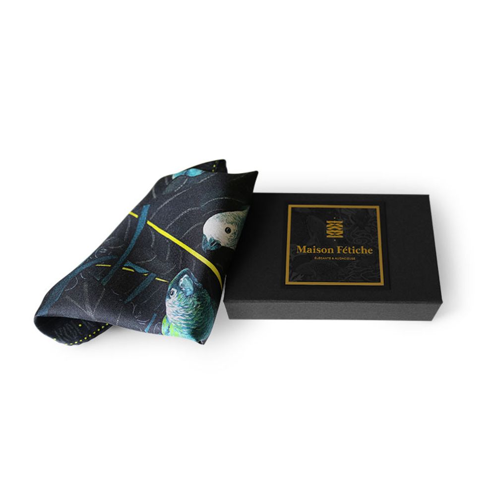 Clutches - COSTUME POUCH - Night Theatre - 100% printed silk twill - 11,82 x 11,82 inch - flat hem - Maison Fétiche - MAISON FÉTICHE