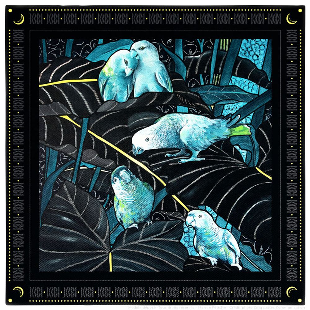 Clutches - COSTUME POUCH - Night Theatre - 100% printed silk twill - 11,82 x 11,82 inch - flat hem - Maison Fétiche - MAISON FÉTICHE