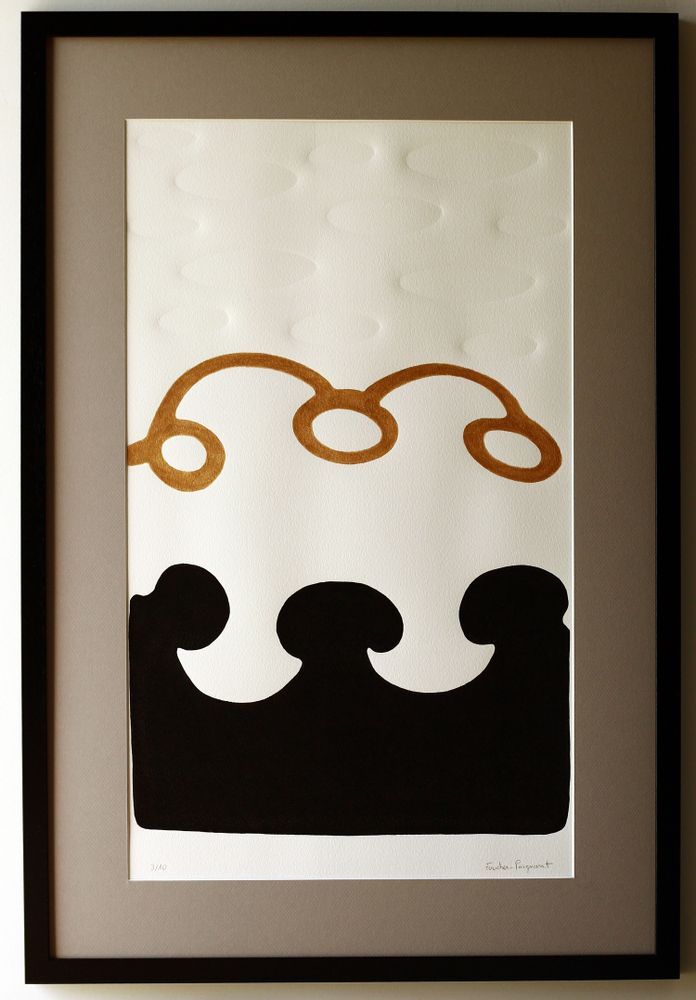 Tableaux - Gravure et gaufrage 50 cm x 75 cm noir et doré - FOUCHER-POIGNANT