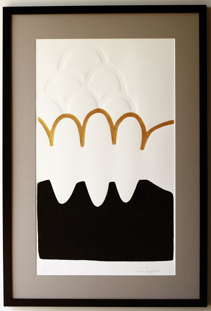 Tableaux - Gravure et gaufrage 50 cm x 75 cm noir et doré - FOUCHER-POIGNANT
