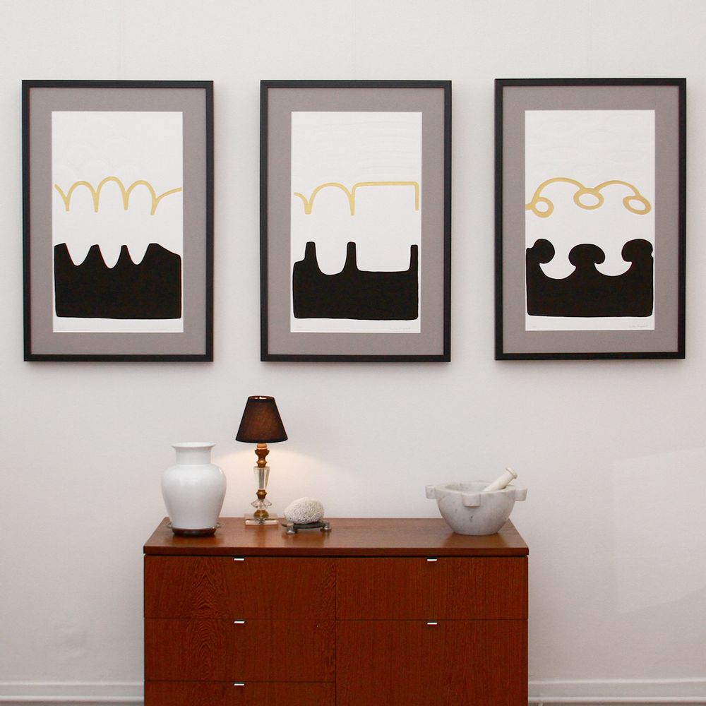 Tableaux - Gravure et gaufrage 50 cm x 75 cm noir et doré - FOUCHER-POIGNANT